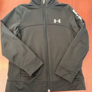 Boys Youth  Small Under Armour Black Zip-Up Jacket with Logo